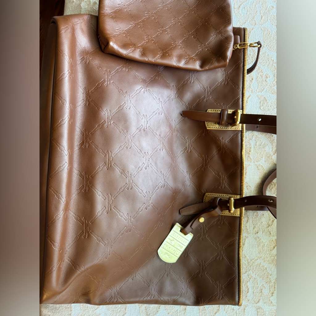 Long Champ Leather Monogrammed Purse